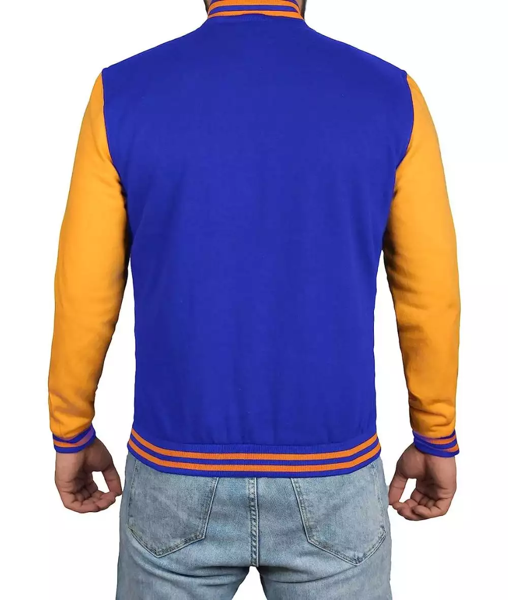 Mens Royal Blue Baseball Jacket with Yellow Sleeves (Almost Gone)