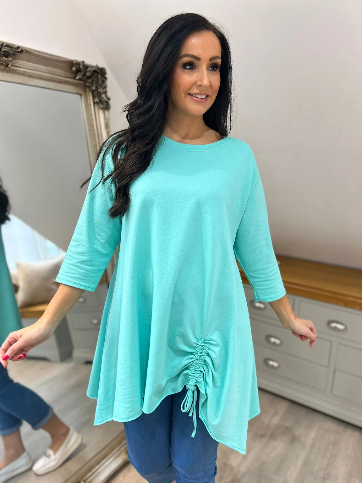 Mint Hankey Hem Drawstring Tunic Demi