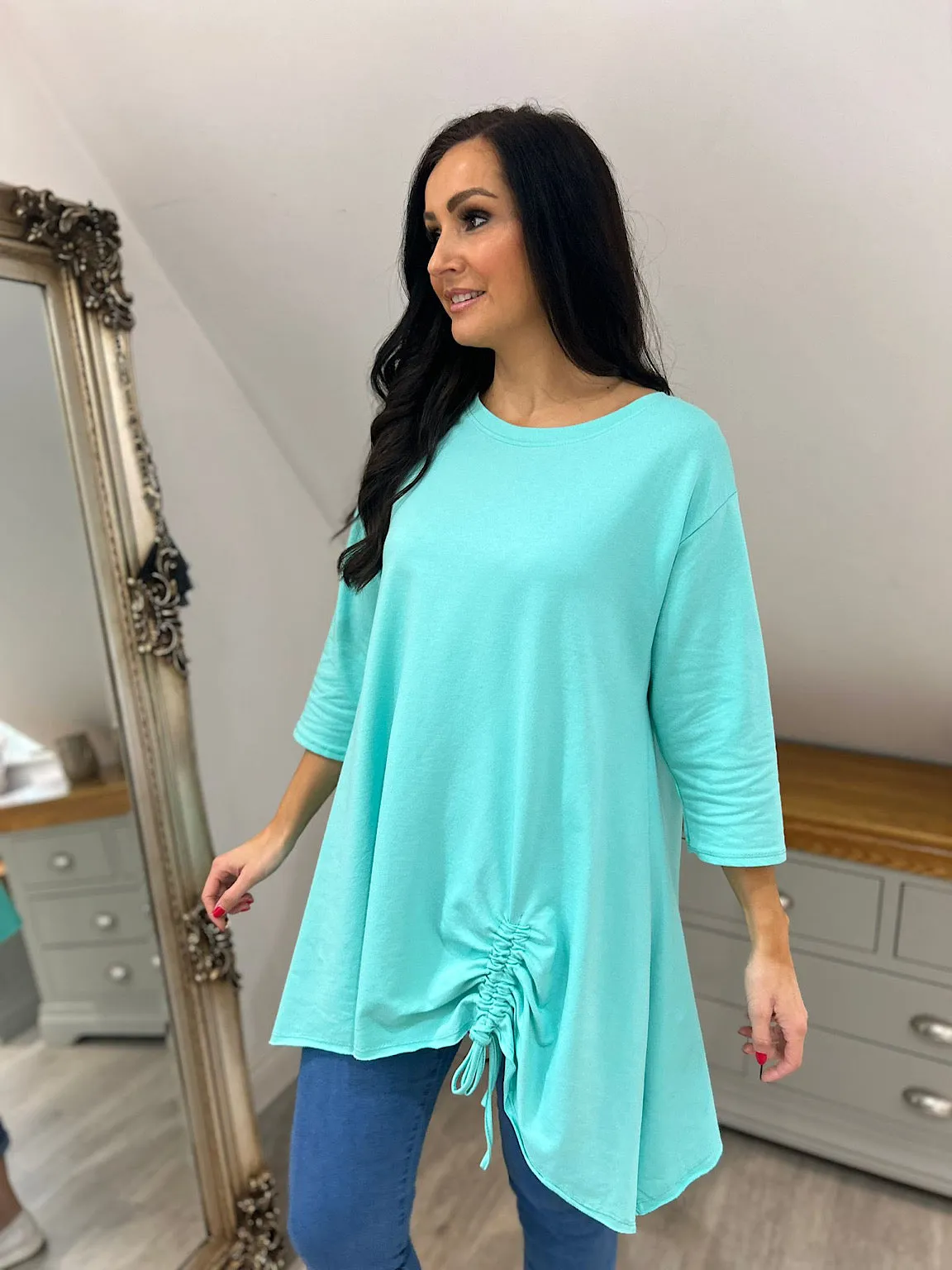 Mint Hankey Hem Drawstring Tunic Demi