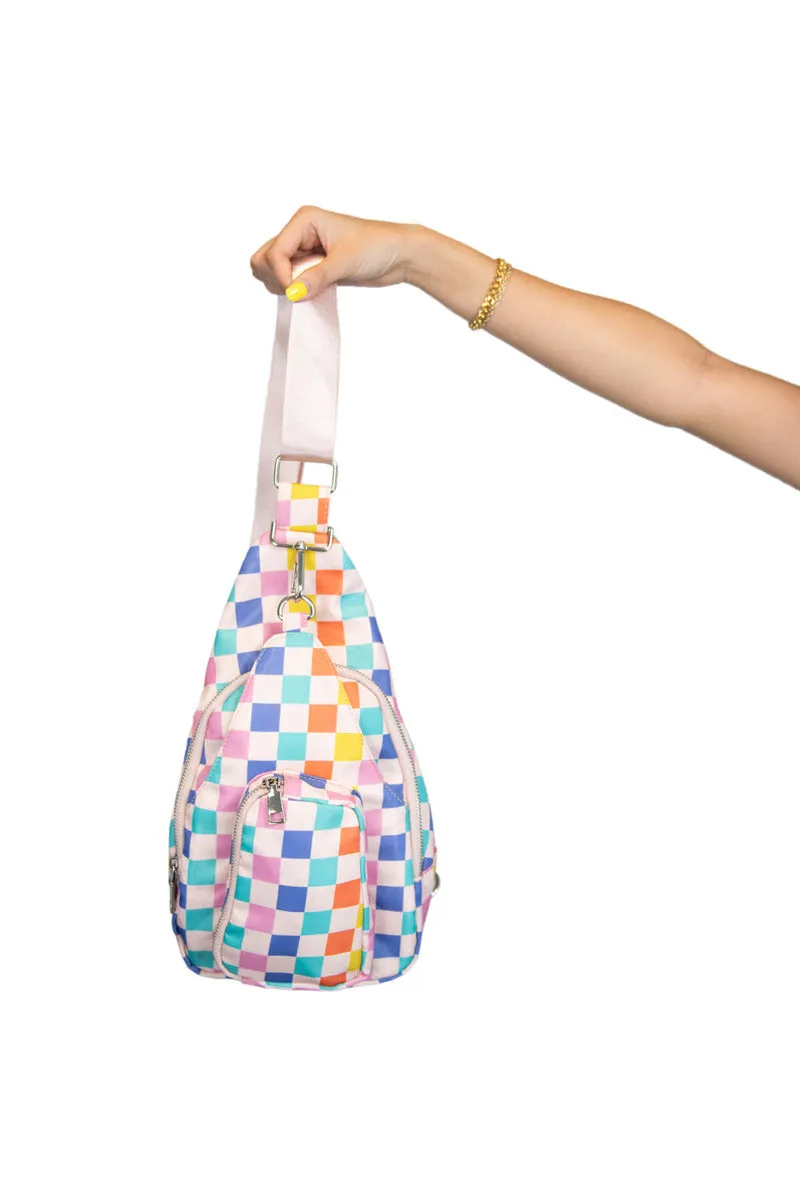 Multicolored Checkered Pattern Sling Bag Crossbody