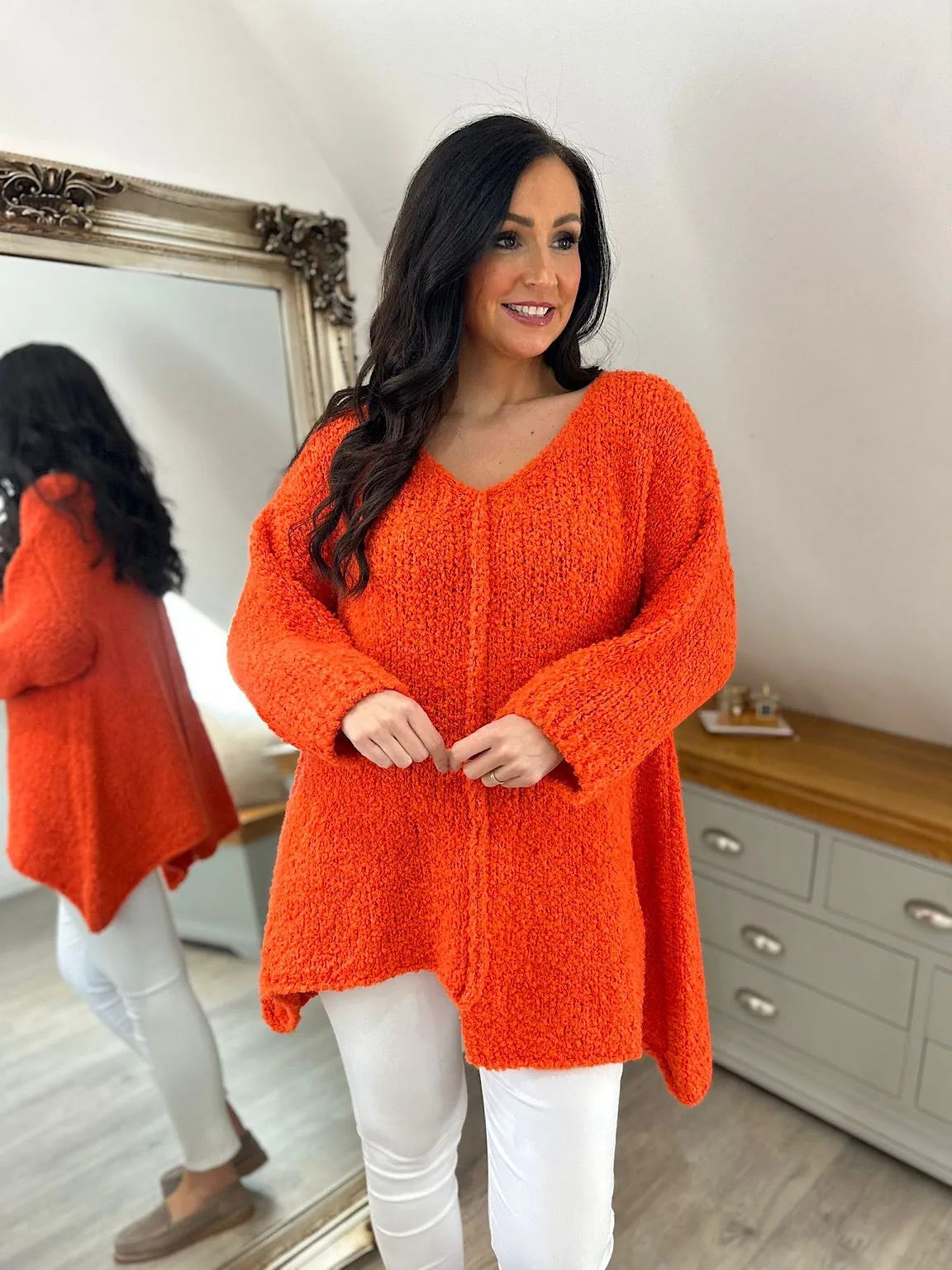 Orange Popcorn Reverse seam Knit Jumper Morgan