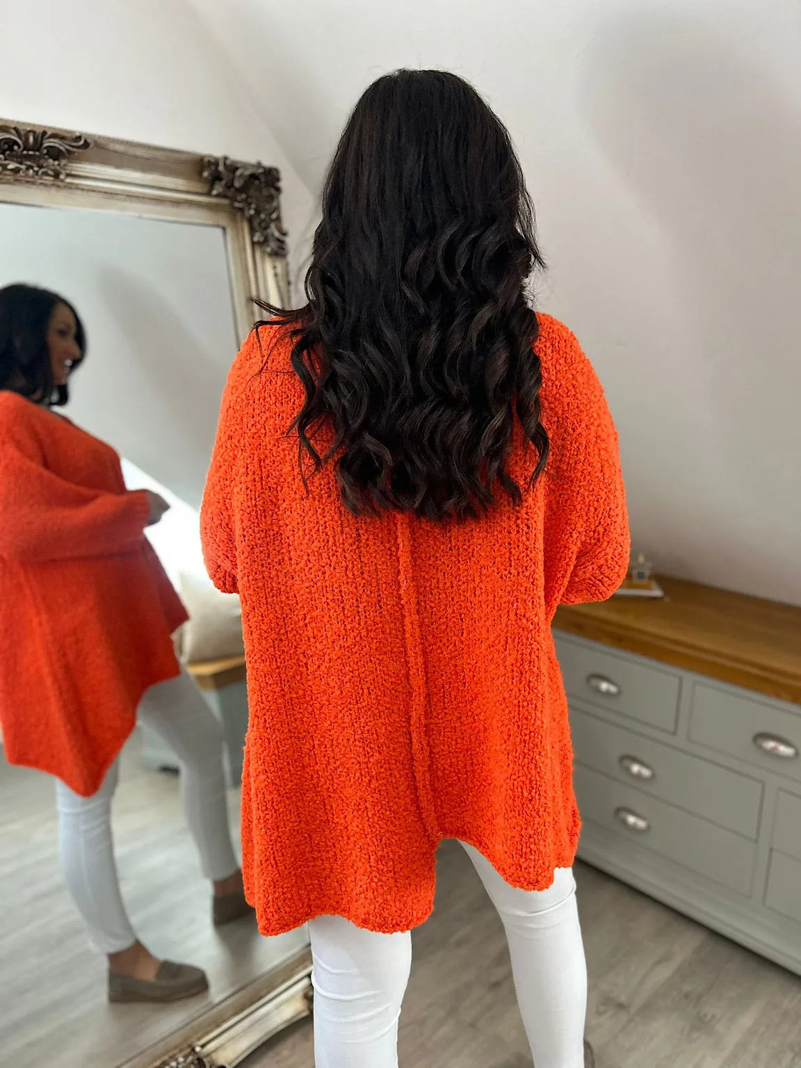 Orange Popcorn Reverse seam Knit Jumper Morgan