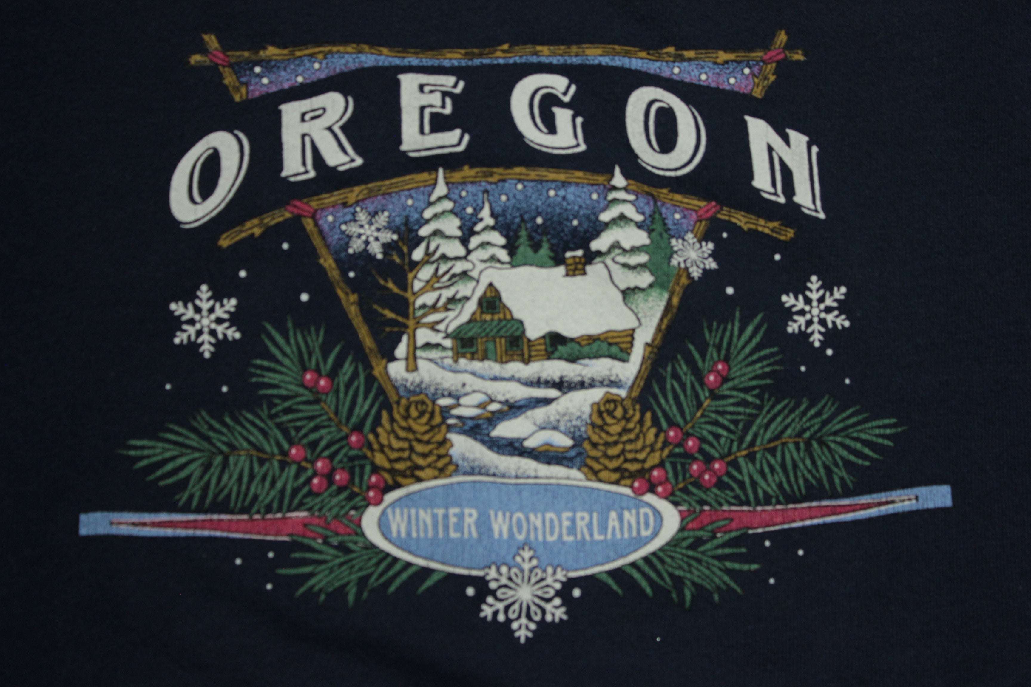 Oregon Winter Wonderland Vintage 90's Jerzees Made in USA Crewneck Sweatshirt