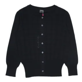 Orla Kiely Black Pointelle Cropped Cardigan