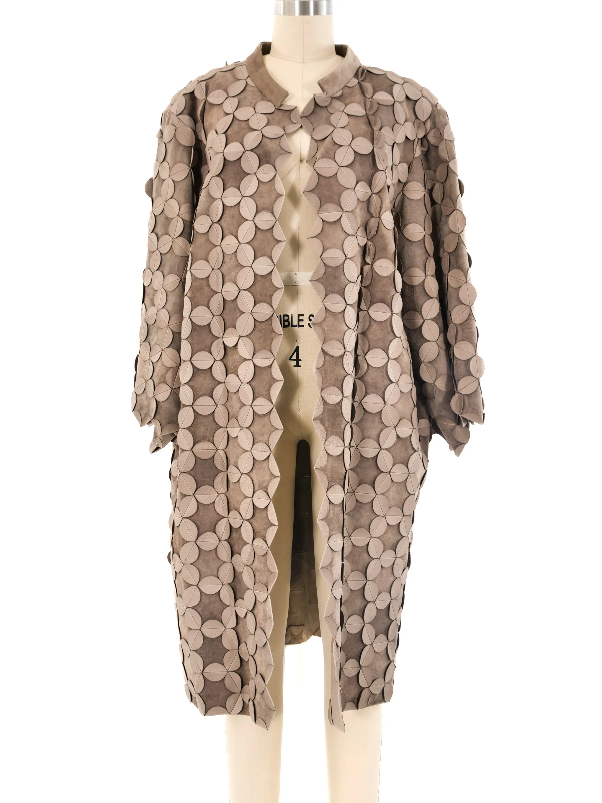 Oscar de la Renta Dimensional Floral Leather Coat