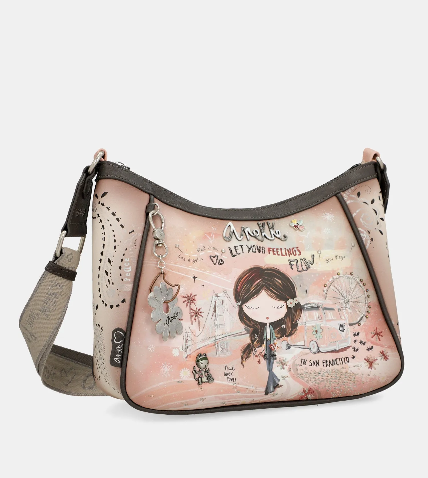 Peace & Love pink crossbody bag