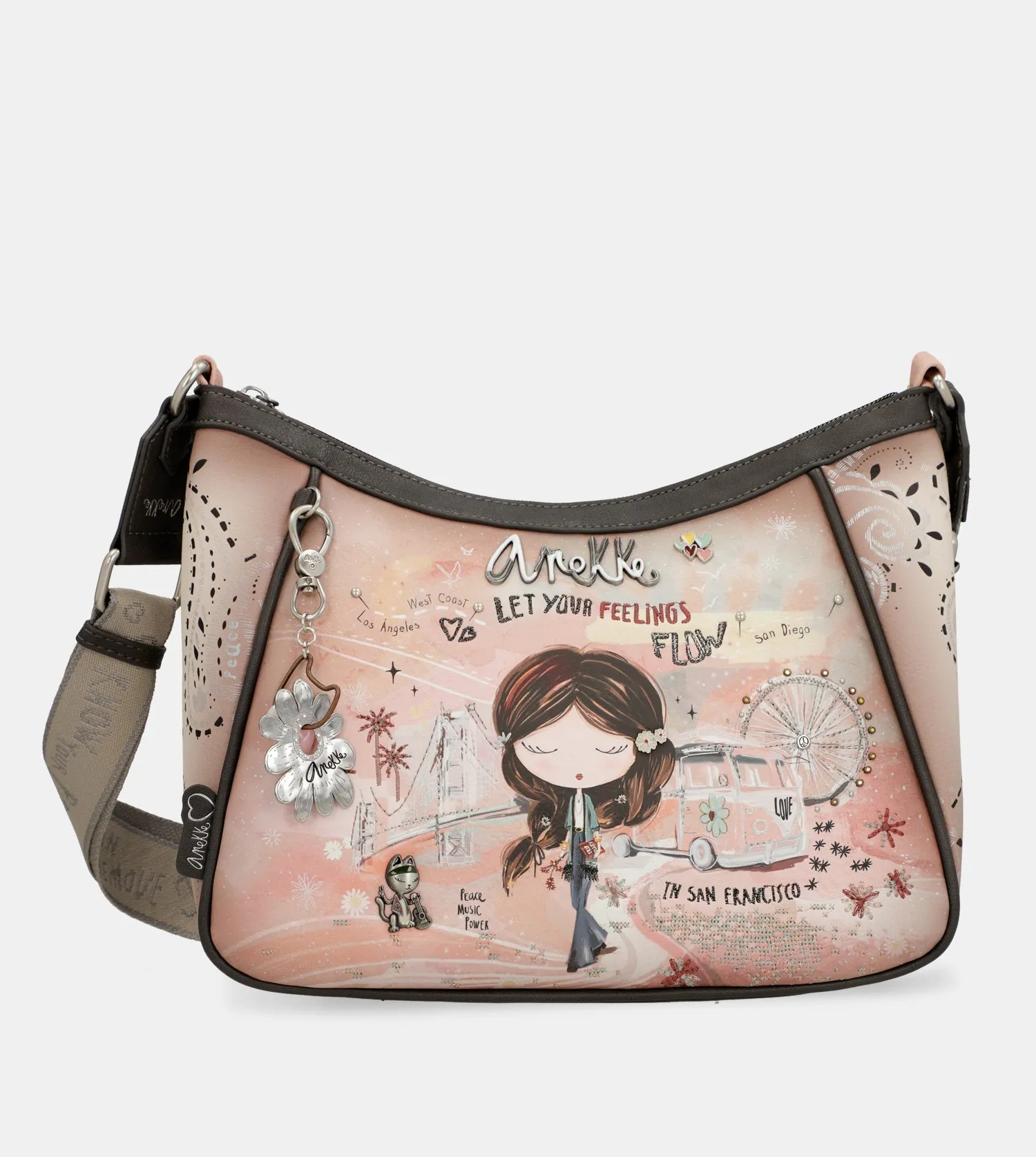 Peace & Love pink crossbody bag