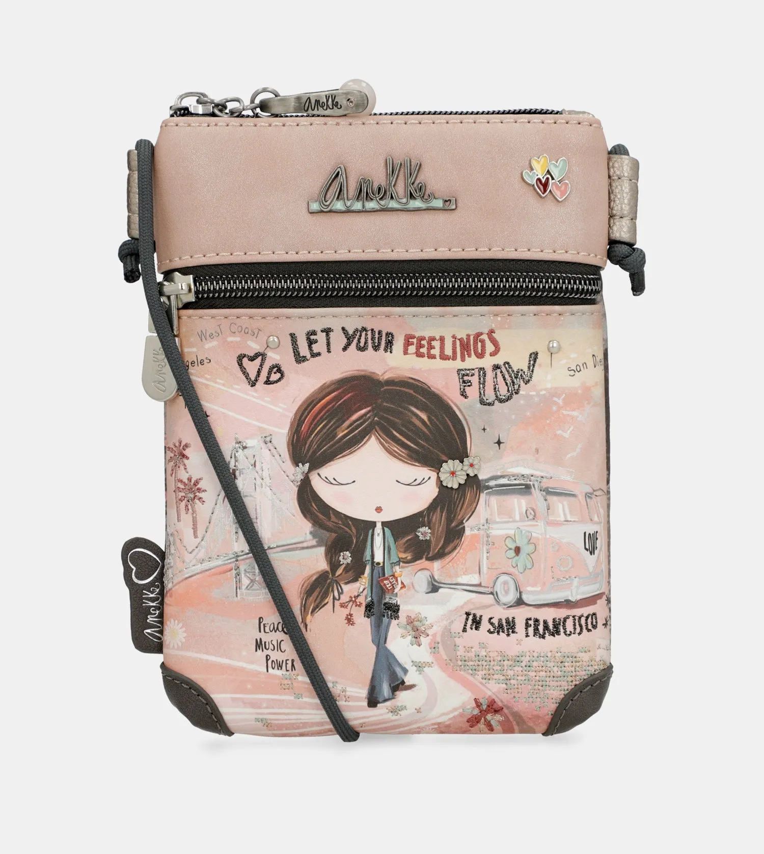 Peace & Love pink mini crossbody bag