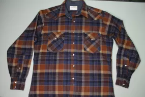 Pendleton High Grade Western Wear Vintage Pearl Snap Wool Flannel Plaid Shirt