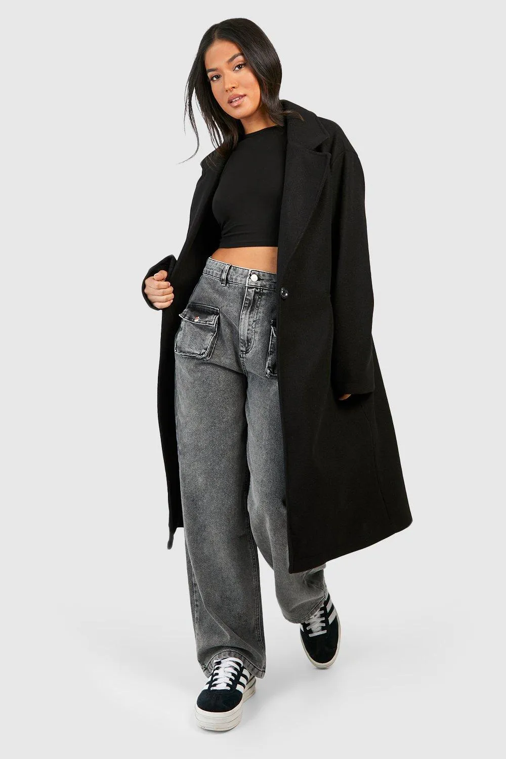 Petite Wool Look Oversized Car Coat