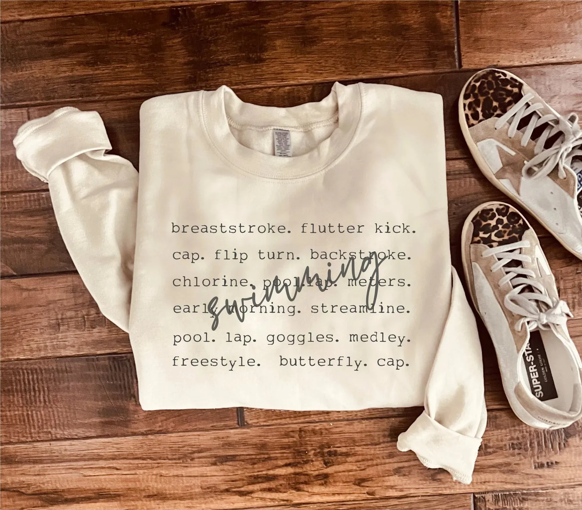 PREORDER: Swimming Words Sweatshirt in Two Colors