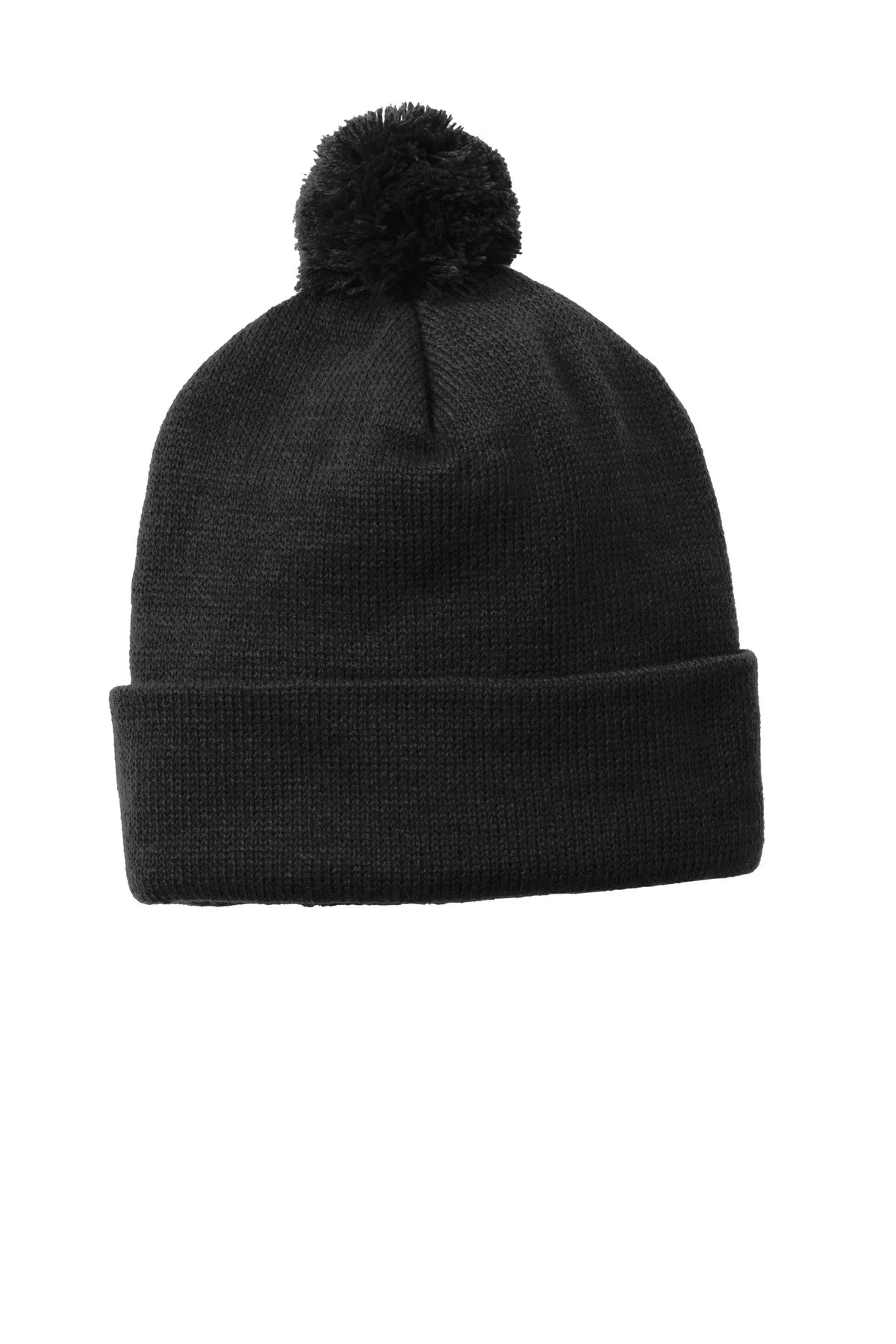 Sport-Tek  Solid Pom Pom Beanie. STC37