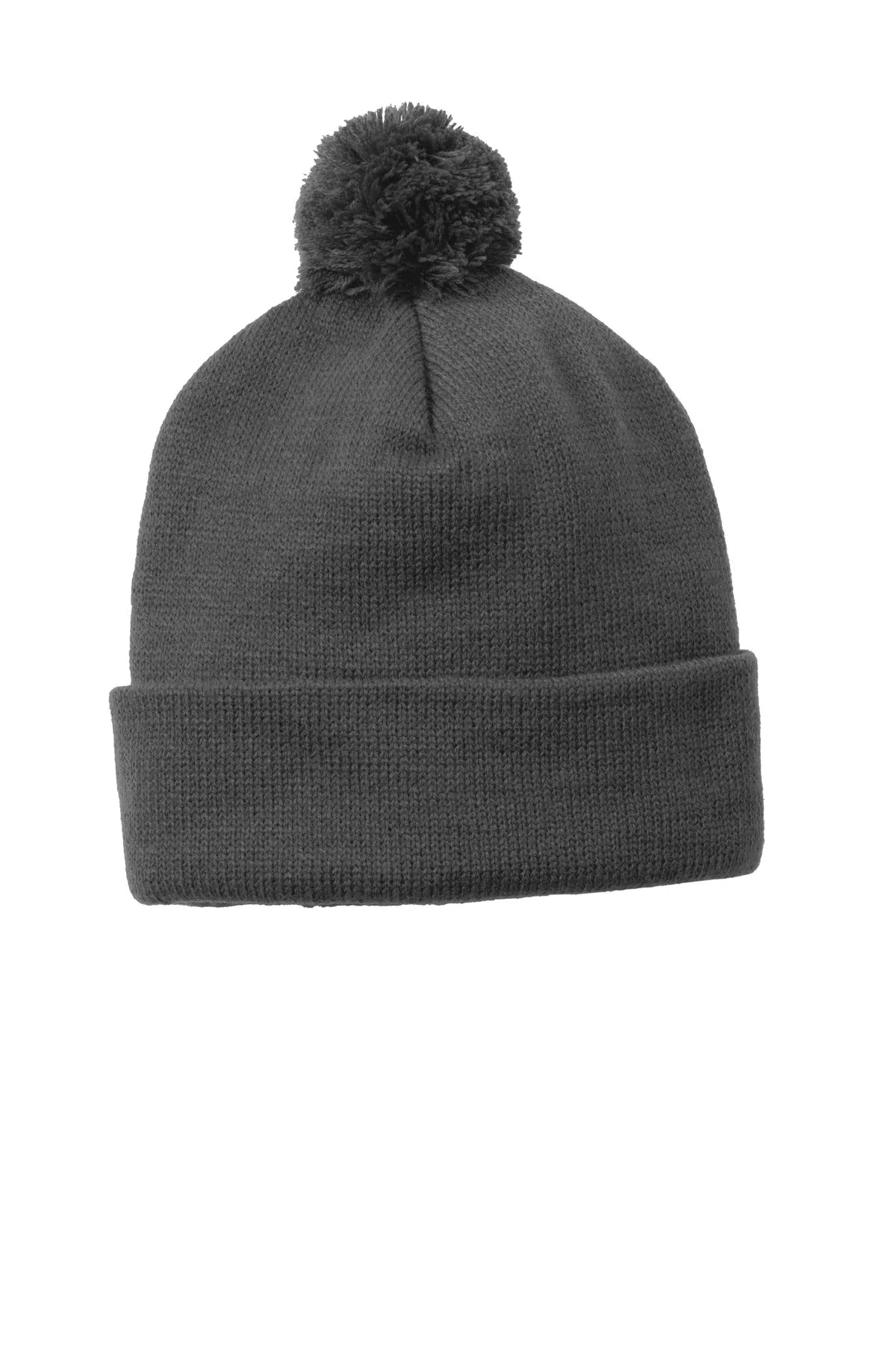 Sport-Tek  Solid Pom Pom Beanie. STC37