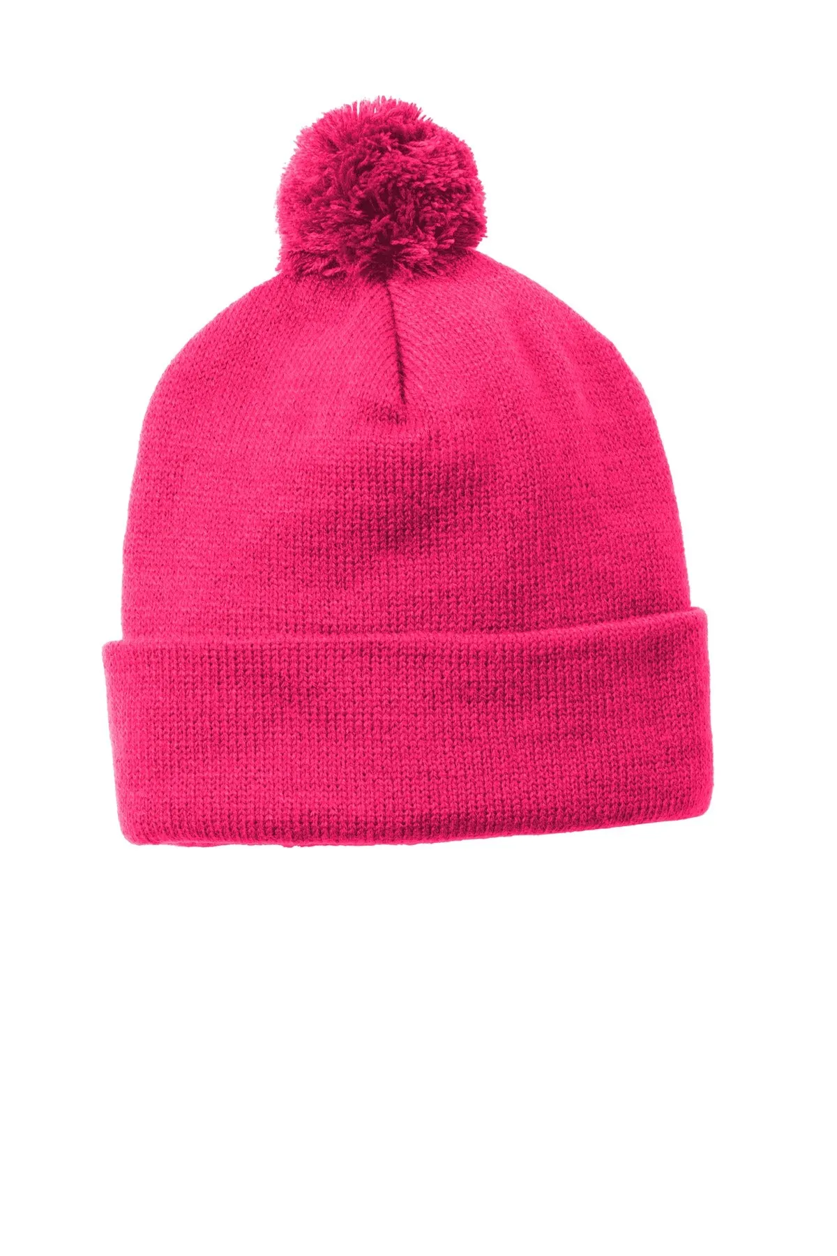 Sport-Tek  Solid Pom Pom Beanie. STC37