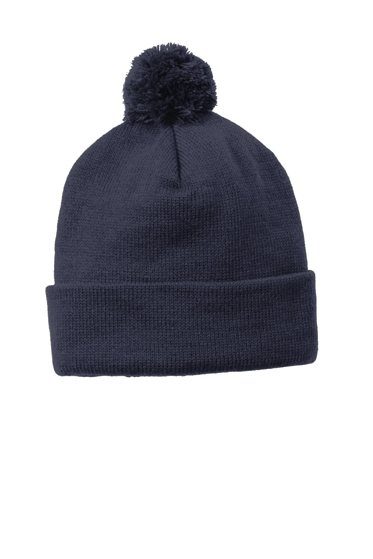 Sport-Tek  Solid Pom Pom Beanie. STC37