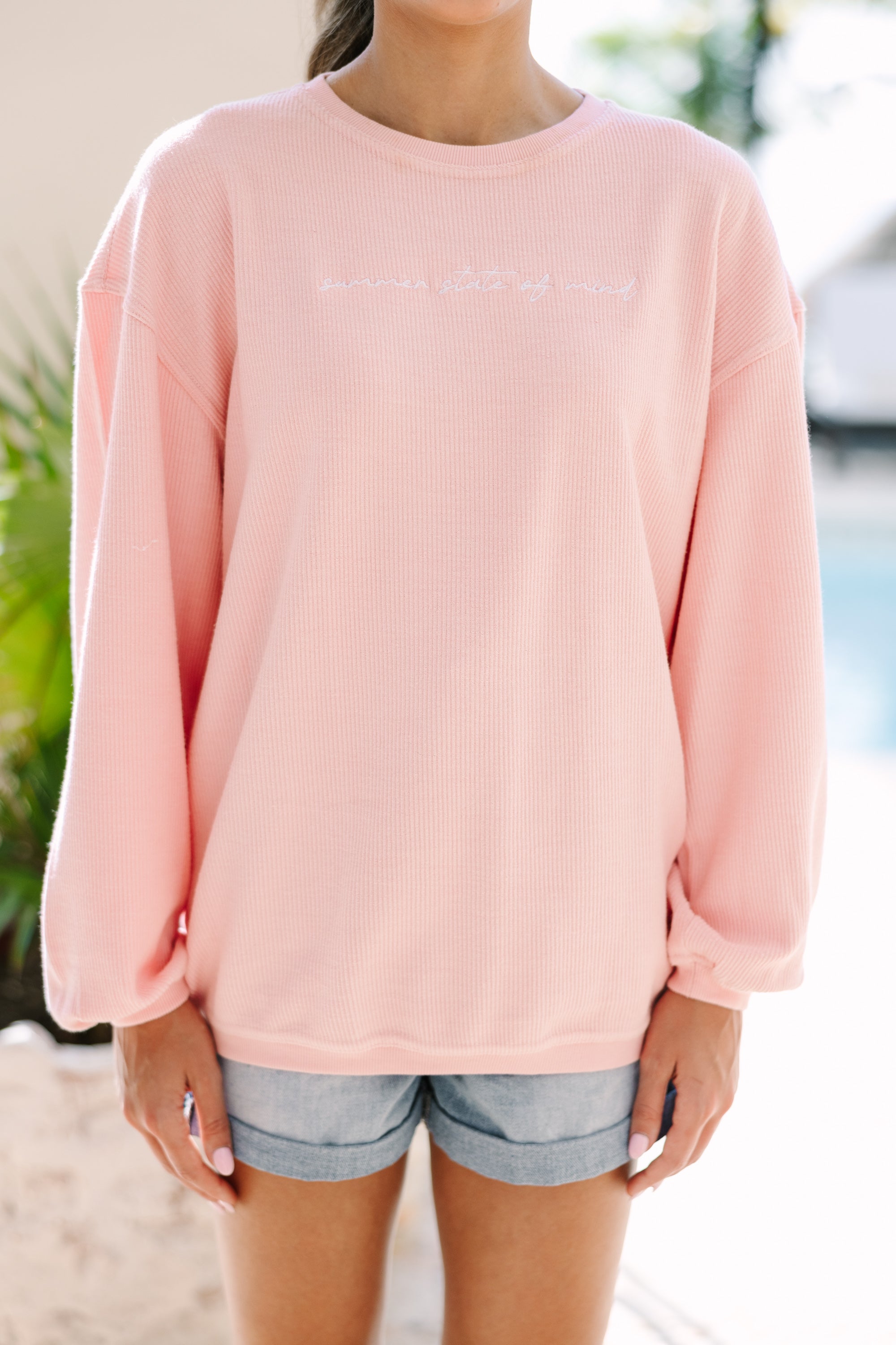 Summer State of Mind Blush Embroidered Sweatshirt