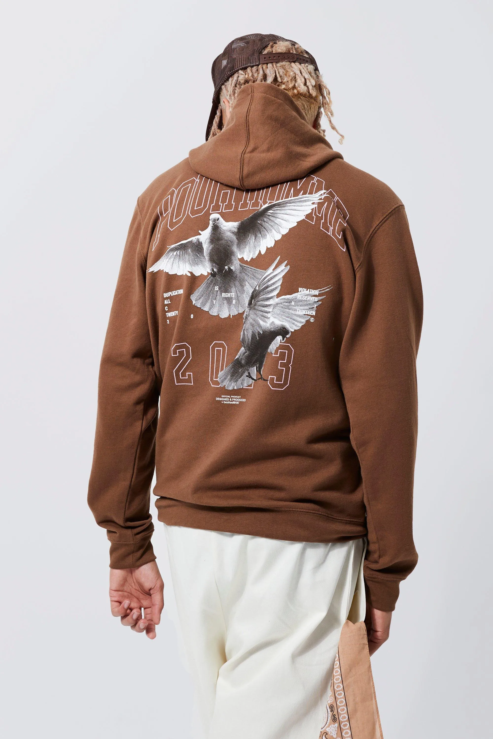 Tall Dove Front And Back Print Hoodie | boohooMAN UK