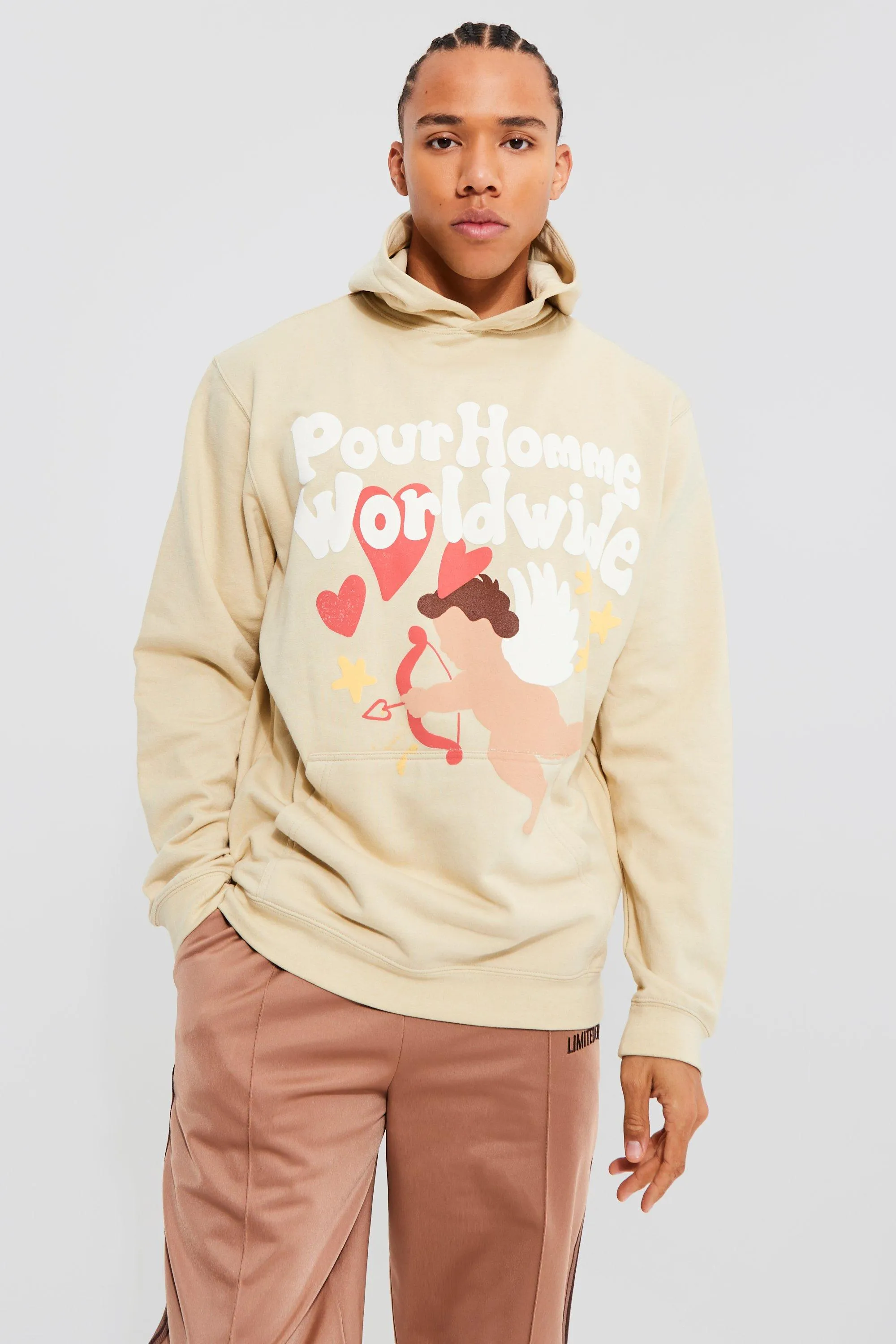 Tall Pour Homme Puff Print Hoodie | boohooMAN UK