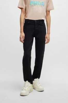Tapered-fit jeans in black comfort-stretch denim