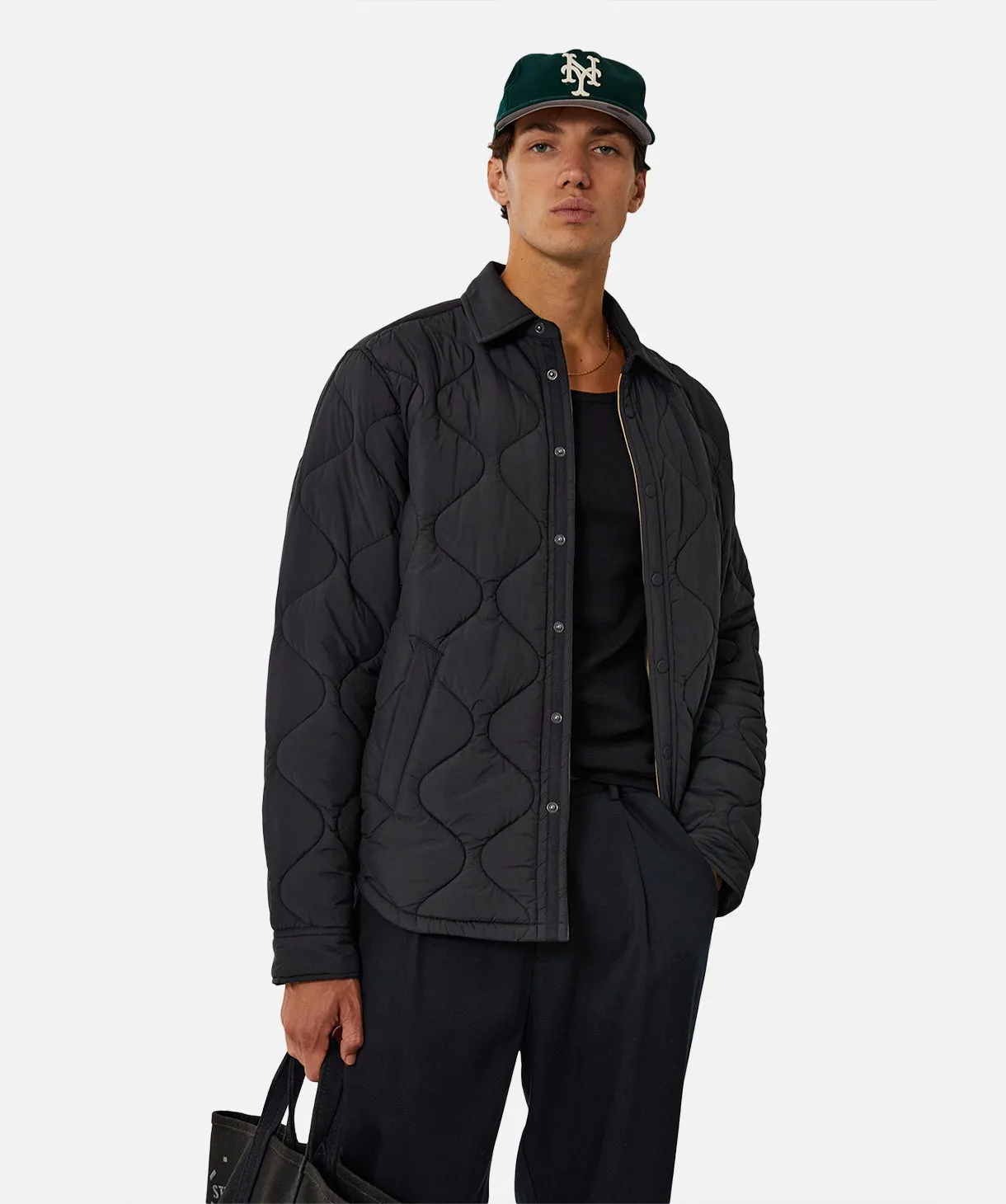 The Clinton Quilted Puffer Jacket - Black/Mustard