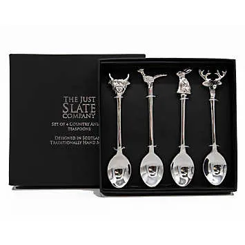 The Just Slate Company Set of 4 Stainless Steel Country Animals Spoons | Kaleidoscope