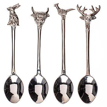 The Just Slate Company Set of 4 Stainless Steel Country Animals Spoons | Kaleidoscope