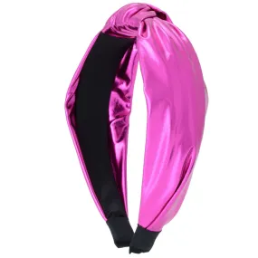 Top Knot Metallic Headband - Hot Pink