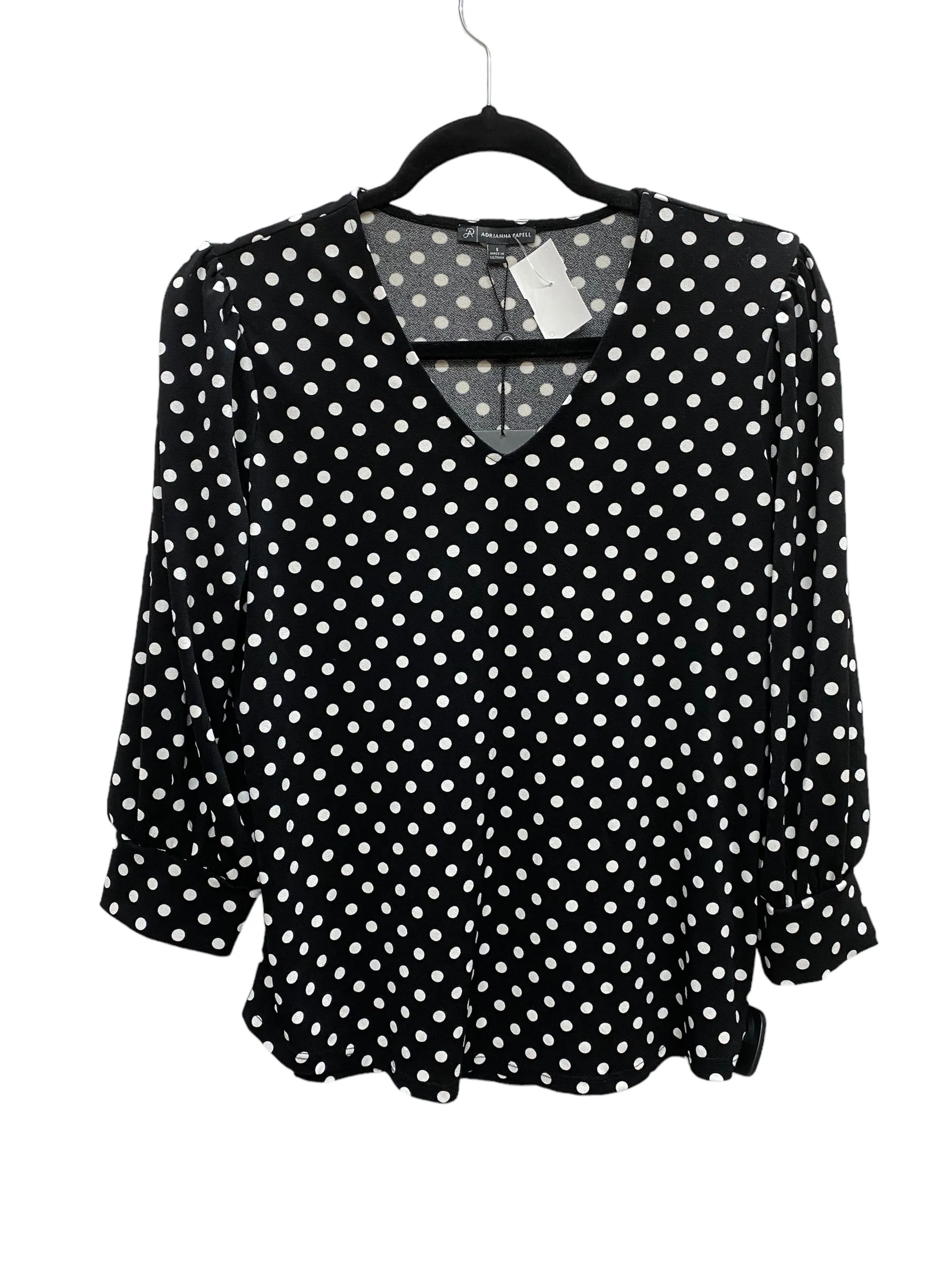 Top Long Sleeve By Adrianna Papell In Polkadot Pattern, Size: S