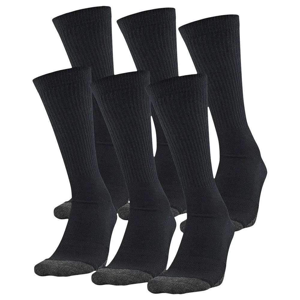 UNDER ARMOUR ADULT 6 PACK PERFORMANCE TECH CREW BLACK SOCKS