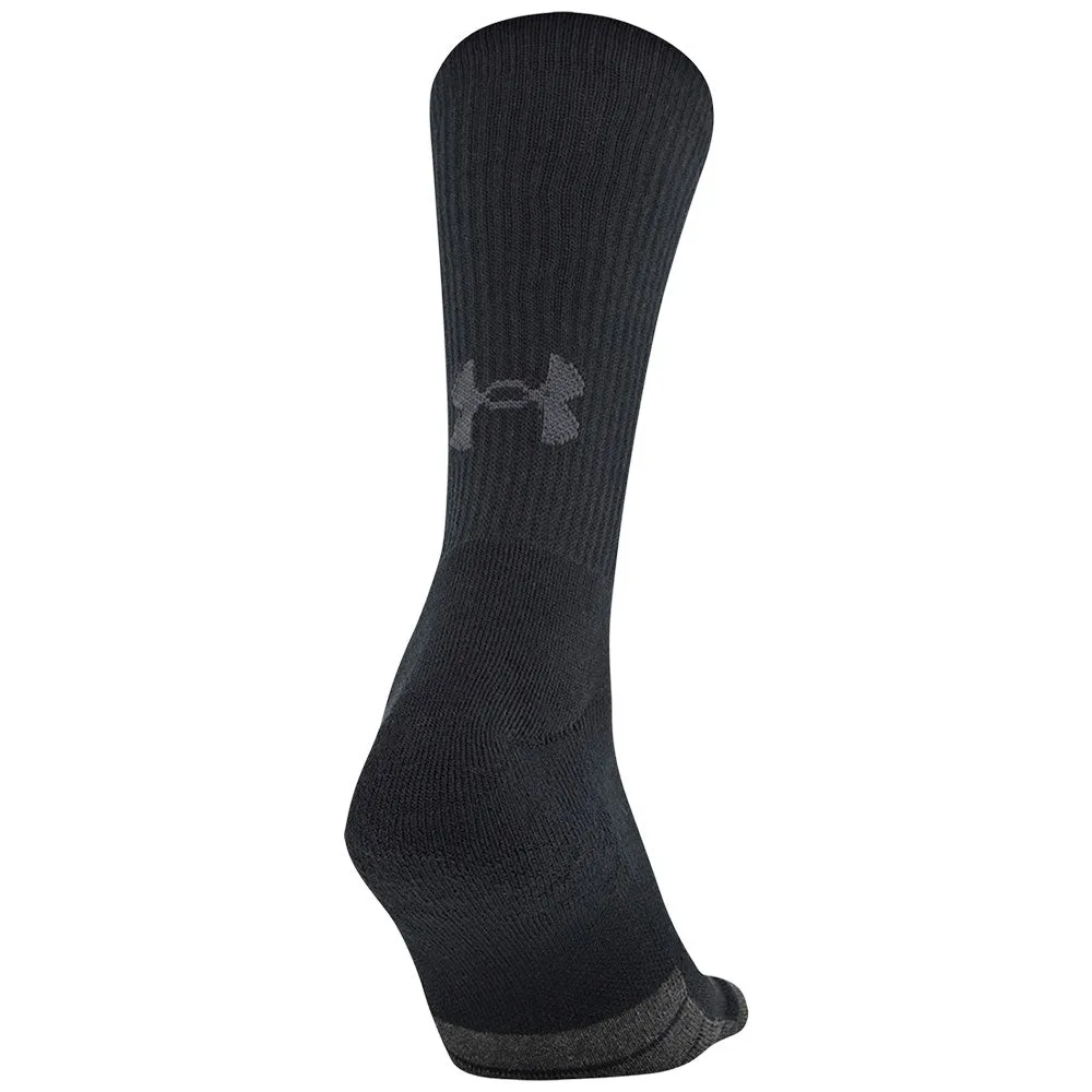 UNDER ARMOUR ADULT 6 PACK PERFORMANCE TECH CREW BLACK SOCKS