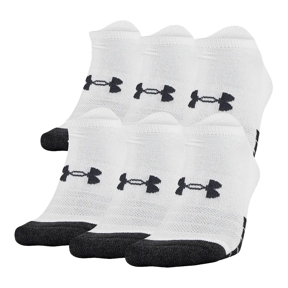 UNDER ARMOUR MEN'S PERFORM TECH LO CUT 6 PACK - WHITE