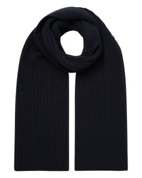 Unisex Chunky Rib Cashmere Scarf Navy Blue