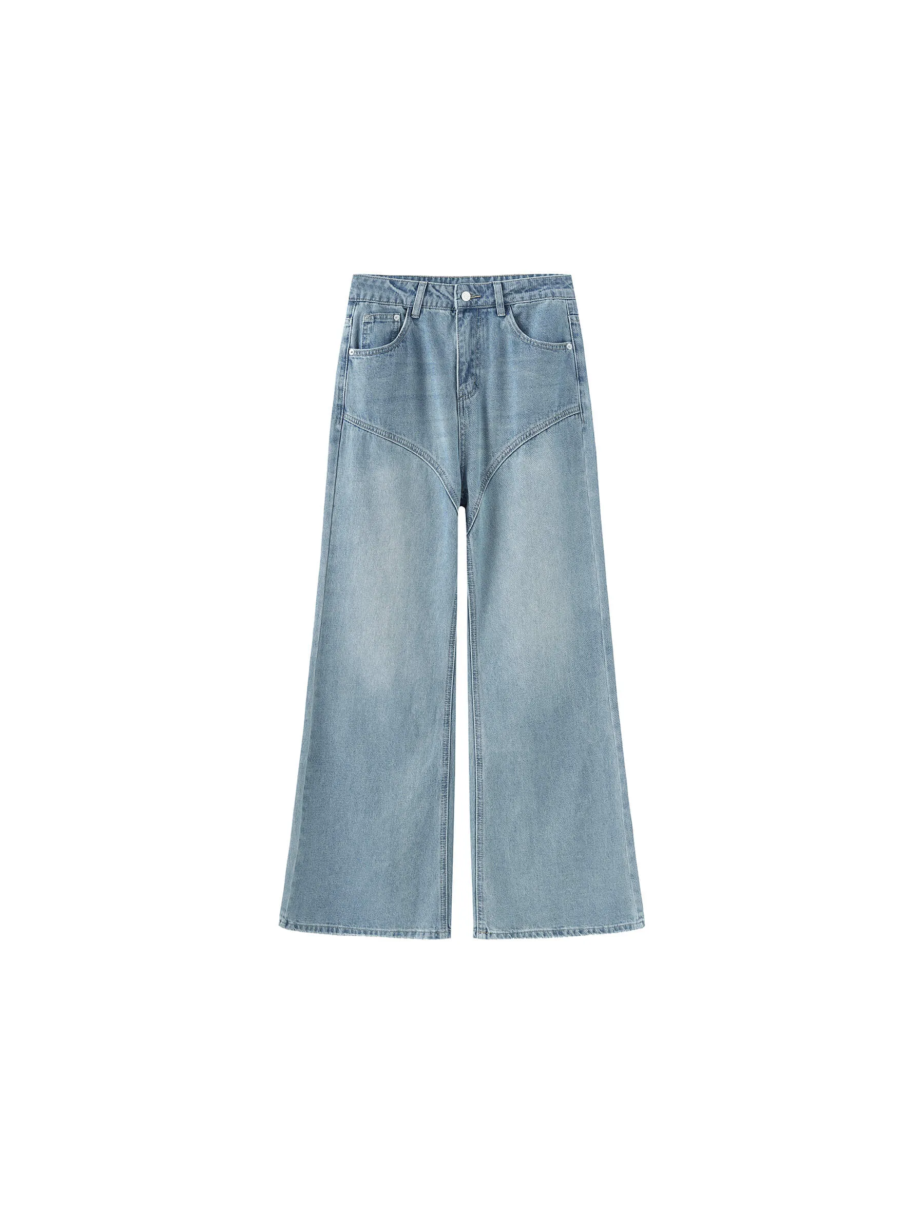 Wide Leg Curved Panel Jeans