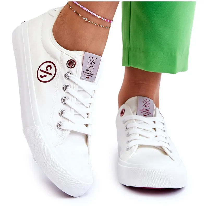 Women's Cross Jeans Fabric Sneakers LL2R4043 White