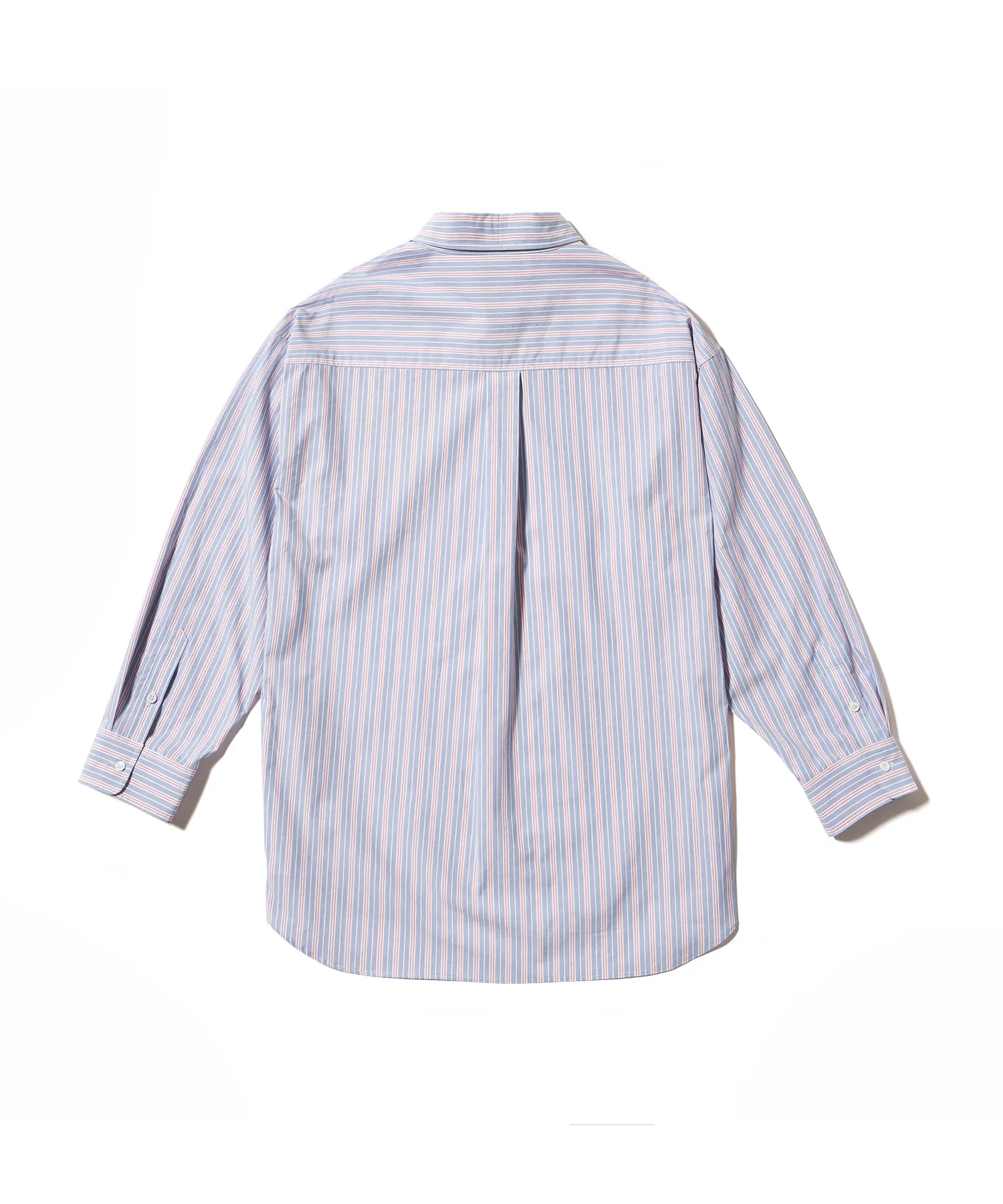 WOOALONG  |[WOOALONG]★Spin logo over fit stripe shirt