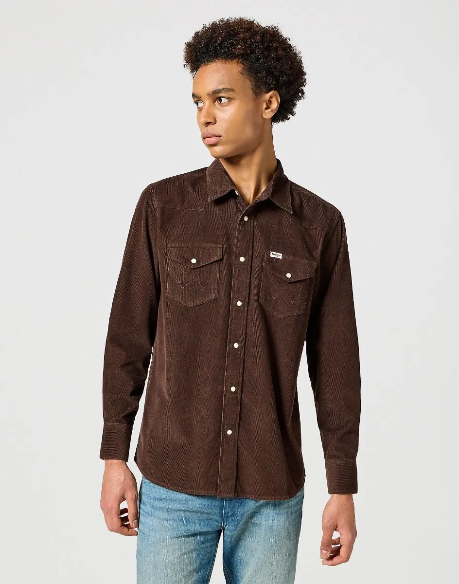 Wrangler Western Cord Long Sleeve Shirt Mole