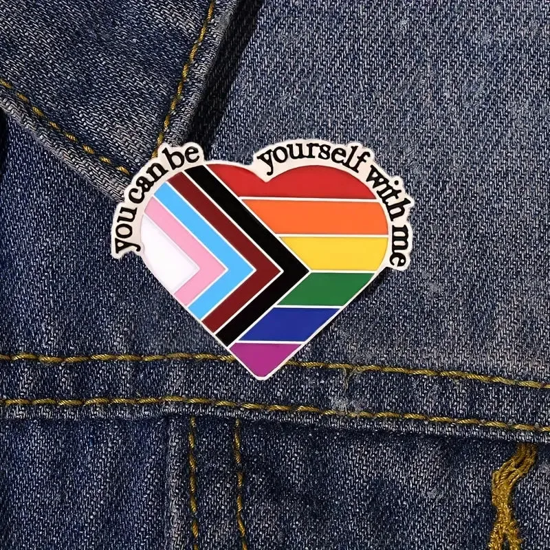 You Can Be Yourself With Me Progressive Pride Flag Enamel Pin (E024)