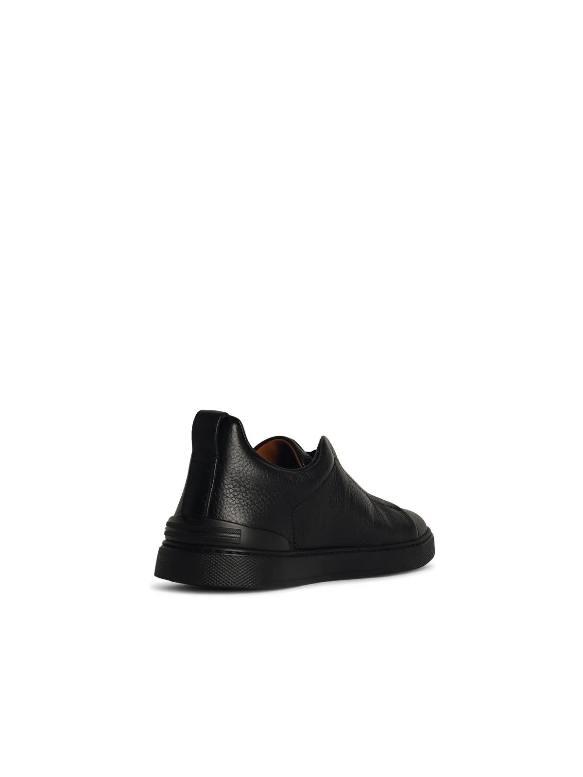 Zegna    Zegna 'Triple Stitch' Black Lear Sneakers